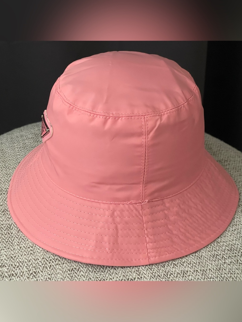 Prada Pink Re-Nylon Bucket Hat with Logo Plaque size Medium - Picture 5 of 6